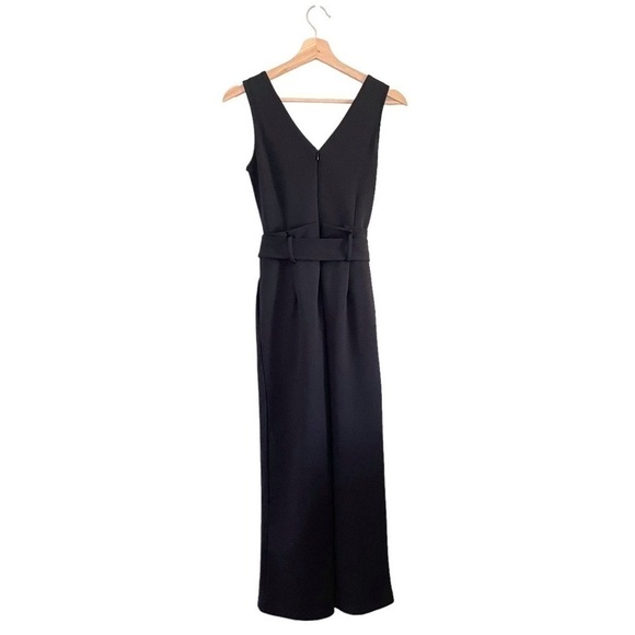 Anthropologie Cathy Structured Wide Leg Sleeveless V Neck Jumpsuit Black XS - Picture 7 of 16